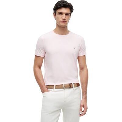 Tommy Hilfiger Hombre Stretch Slim Fit tee Mw0mw10800 Camiseta, Pink (Pink Lily), XS Tommy Hilfiger Hombre Stretch Slim Fit tee Mw0mw10800 Camiseta, Pink (Pink Lily), XS