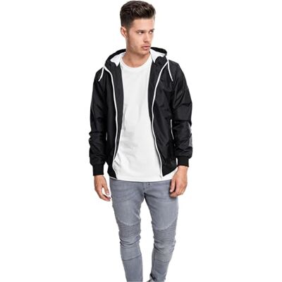 Urban Classics Contrast Windrunner Chaqueta, Negro, Large para Hombre Urban Classics Contrast Windrunner Chaqueta, Negro, Large para Hombre