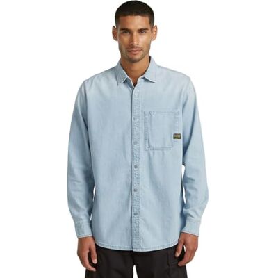 G-STAR Men's Regular 1-pkt Shirt LS, Size: S, Color Blue G-STAR Men's Regular 1-pkt Shirt LS, Size: S, Color Blue