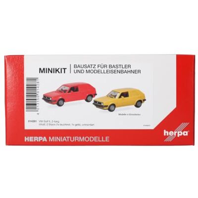 Herpa Kit de Modelo MiniKit VW Golf II furgón de 2 Puertas, Rojo Brillante y Amarillo (2 Unidades), Escala 1:87, maqueta de colleción, modelismo, Modelo aleman, Figura plástico Herpa Kit de Modelo MiniKit VW Golf II furgón de 2 Puertas, Rojo Brillante y Amarillo (2 Unidades), Escala 1:87, maqueta de colleción, modelismo, Modelo aleman, Figura plástico