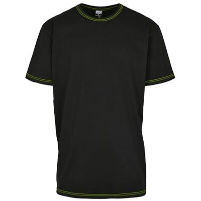 Urban Classics Hombre Heavy Oversized Contrast Stitch tee Camiseta Not Applicable, Black/Electriclime, S Urban Classics Hombre Heavy Oversized Contrast Stitch tee Camiseta Not Applicable, Black/Electriclime, S