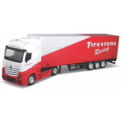 Bburago 1:43 Street Fire HAULERS with Trailer M-B ACTROS GIGASPACE Firestone Bburago 1:43 Street Fire HAULERS with Trailer M-B ACTROS GIGASPACE Firestone
