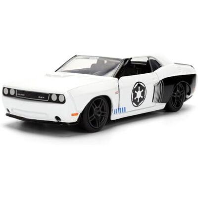 Jada Toys Star Wars Stormtrooper 2012 Dodge Challenger SRT8 1:32 Die-Cast Auto Puertas de Apertura de Rueda Libre, 14 cm – 6 Unidades de Pantalla, Color Blanco Jada Toys Star Wars Stormtrooper 2012 Dodge Challenger SRT8 1:32 Die-Cast Auto Puertas de Apertura de Rueda Libre, 14 cm – 6 Unidades de Pantalla, Color Blanco