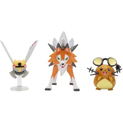 Pokémon Pack de 3 Figuras de Batalla Incluye Figuras de Batalla Ninjask y Dedenne de 5 cm y Lycanroc de 7,5 cm Pokémon Pack de 3 Figuras de Batalla Incluye Figuras de Batalla Ninjask y Dedenne de 5 cm y Lycanroc de 7,5 cm
