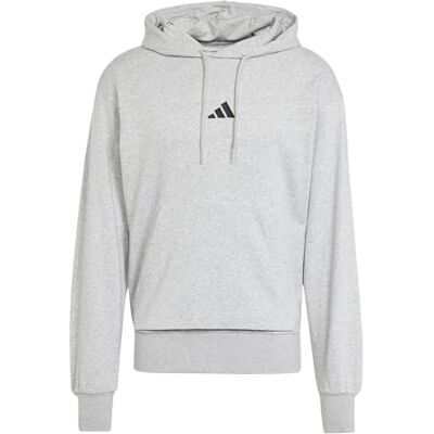 Adidas Uomo Essentials FEELCOZY French Terry Hoodie, Medium Grey Heather/Black, XS Adidas Uomo Essentials FEELCOZY French Terry Hoodie, Medium Grey Heather/Black, XS