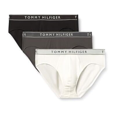Tommy Hilfiger Calzoncillos Pack de 3 Hombre Hip Briefs con Logotipo en la Cintura, Multicolor (Blk/Drk Ash/Wht), XXL Tommy Hilfiger Calzoncillos Pack de 3 Hombre Hip Briefs con Logotipo en la Cintura, Multicolor (Blk/Drk Ash/Wht), XXL