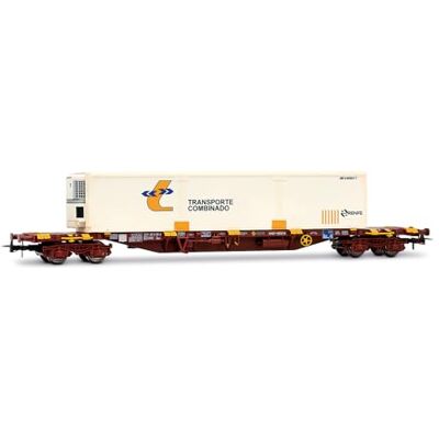 Electrotren RENFE, 4-axle Container Wagon MMC3, with Refer Container Transporte Combinado, Oxid Red, EP. V Electrotren RENFE, 4-axle Container Wagon MMC3, with Refer Container Transporte Combinado, Oxid Red, EP. V