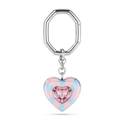 Swarovski Llavero, Motivo en Forma de Corazón está Adornado con Divertidas Rayas y un Cristal Central, Talla de Corazón, Resina, Cierre Octogonal, Baño de Rodio, Multicolor Swarovski Llavero, Motivo en Forma de Corazón está Adornado con Divertidas Rayas y un Cristal Central, Talla de Corazón, Resina, Cierre Octogonal, Baño de Rodio, Multicolor