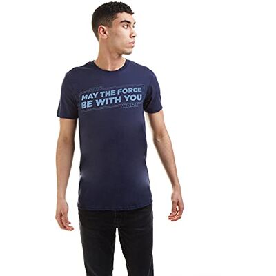 Star Wars Force Slogan, Camiseta Hombre, Azul (Navy Navy), X-Large Star Wars Force Slogan, Camiseta Hombre, Azul (Navy Navy), X-Large