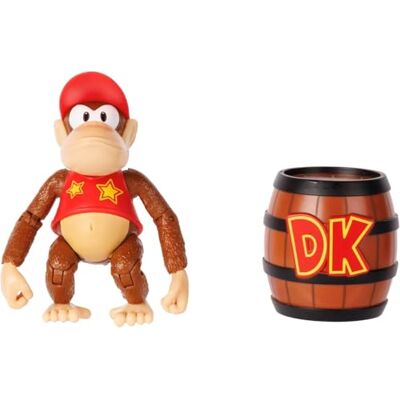 Nintendo Figura de acción de Diddy Kong, 10 cm, Marca Oficial Jakks Pacific, 13 Puntos de articulación, Incluye Accesorio de Barril, Ideal para coleccionistas de Videojuegos y Fans de Donkey Kong Nintendo Figura de acción de Diddy Kong, 10 cm, Marca Oficial Jakks Pacific, 13 Puntos de articulación, Incluye Accesorio de Barril, Ideal para coleccionistas de Videojuegos y Fans de Donkey Kong