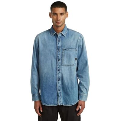 G-STAR Men's Regular 1-pkt Shirt LS, Size: M, Color Blue G-STAR Men's Regular 1-pkt Shirt LS, Size: M, Color Blue