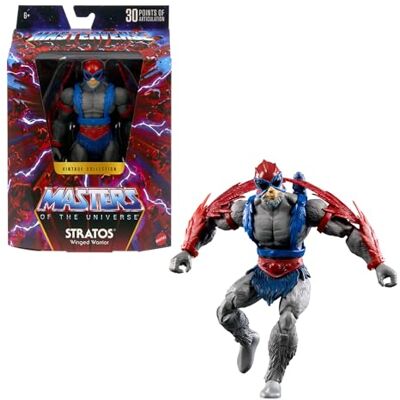 Masters of the Universe Masterverse Colección Retro Stratos Figura de acción de 17,78cm con 30 Puntos de articulación, líder heroico de los Hombres alados con Accesorios, Masters of the Universe Masterverse Colección Retro Stratos Figura de acción de 17,78cm con 30 Puntos de articulación, líder heroico de los Hombres alados con Accesorios,