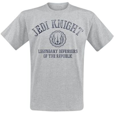 Star Wars Camiseta Jedi Knight Collegiate Hombre, Corte Regular, Cuello Redondo y Manga Corta, Gris (Grey Marl SPO), Talla XXL Star Wars Camiseta Jedi Knight Collegiate Hombre, Corte Regular, Cuello Redondo y Manga Corta, Gris (Grey Marl SPO), Talla XXL