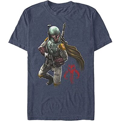 Star Wars Mandalorian Warrior Camiseta, Color Azul Marino, S para Hombre Star Wars Mandalorian Warrior Camiseta, Color Azul Marino, S para Hombre