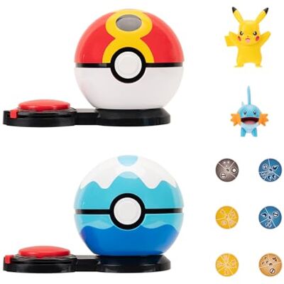 Pokémon Juego de Ataque Sorpresa: Pikachu y Mudkip de 2 Pulgadas con Bola repetida y Bola de Buceo más 6 Discos de Ataque Pokémon Juego de Ataque Sorpresa: Pikachu y Mudkip de 2 Pulgadas con Bola repetida y Bola de Buceo más 6 Discos de Ataque