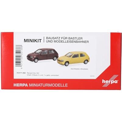 Herpa Kit de Montaje MiniKits Renault Clio 16V, Jaune/Rouge Etrusque, Miniatura a Escala 1:87, Pieza de colección, Kit de modelismo, plástico Herpa Kit de Montaje MiniKits Renault Clio 16V, Jaune/Rouge Etrusque, Miniatura a Escala 1:87, Pieza de colección, Kit de modelismo, plástico