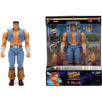 Jada Street Fighter II Figura T. Hawk 17 cm Articulada con Accesorios Intercambiables, Figura Acción Coleccionable Capcom +13 Años () Jada Street Fighter II Figura T. Hawk 17 cm Articulada con Accesorios Intercambiables, Figura Acción Coleccionable Capcom +13 Años ()
