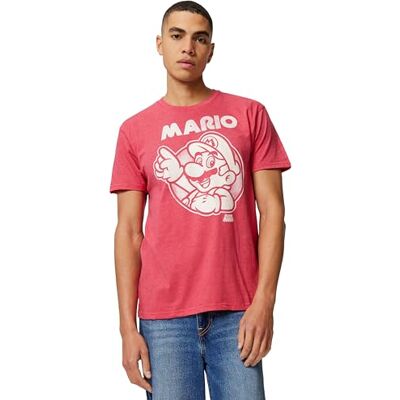 Nintendo Camiseta So Mario para Hombre, Brezo Rojo, XL Nintendo Camiseta So Mario para Hombre, Brezo Rojo, XL