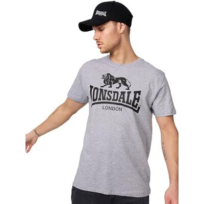 Lonsdale London Logo Hombre Camiseta Gris 95% algodón, 5% Viscosa Regular Lonsdale London Logo Hombre Camiseta Gris 95% algodón, 5% Viscosa Regular