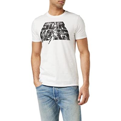 Star Wars Camiseta con Logotipo Retro Hombre, Blanca, Talla XL Star Wars Camiseta con Logotipo Retro Hombre, Blanca, Talla XL