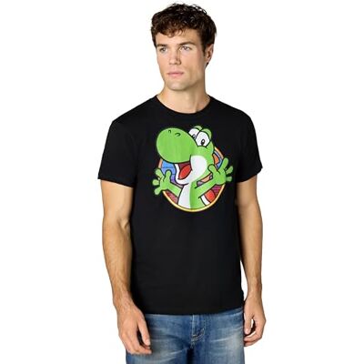 Nintendo Super Mario Yoshi Color Fade Circle Logo T-Shirt Camiseta, Negro, XL para Hombre Nintendo Super Mario Yoshi Color Fade Circle Logo T-Shirt Camiseta, Negro, XL para Hombre