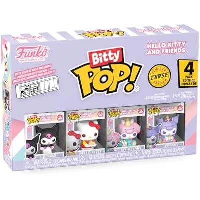 Funko Bitty Pop! 4 Pack: Hello Kitty and Friends Kuromi, Hello Kitty, My Melody (Unicorn), Mystery Mini Figure 1 in 6 Chance of Receiving The Rare Chase Variant Styles May Vary 0,9 Pulgadas Funko Bitty Pop! 4 Pack: Hello Kitty and Friends Kuromi, Hello Kitty, My Melody (Unicorn), Mystery Mini Figure 1 in 6 Chance of Receiving The Rare Chase Variant Styles May Vary 0,9 Pulgadas