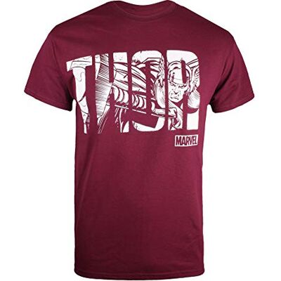 Marvel Camiseta Thor Text para Hombre, roja Garnet Gar, XXL Talla XXL Marvel Camiseta Thor Text para Hombre, roja Garnet Gar, XXL Talla XXL