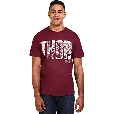 Marvel Camiseta Thor Text para Hombre, roja Garnet Gar, Talla XL UK Marvel Camiseta Thor Text para Hombre, roja Garnet Gar, Talla XL UK