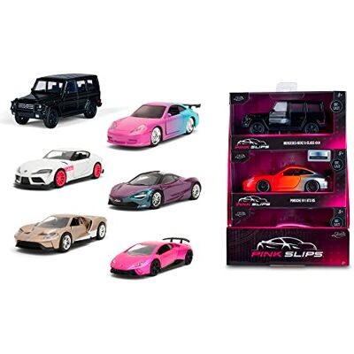 Jada - Coche de Metal Escala 1:32, con Decoración Gama Pink Slips, Rueda Libre, Las Puertas se Abren, Se Envía un Modelo de Manera Aleatoria, no pudiendose Elegir () Jada - Coche de Metal Escala 1:32, con Decoración Gama Pink Slips, Rueda Libre, Las Puertas se Abren, Se Envía un Modelo de Manera Aleatoria, no pudiendose Elegir ()