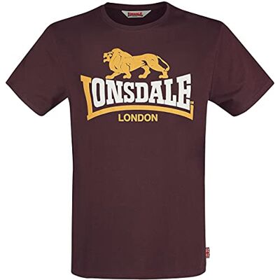 Lonsdale Holmpton Camiseta Clásica de Color Buey para Hombre con Logotipo de León Vintage de Corte Regular, Oxblood, XL Lonsdale Holmpton Camiseta Clásica de Color Buey para Hombre con Logotipo de León Vintage de Corte Regular, Oxblood, XL