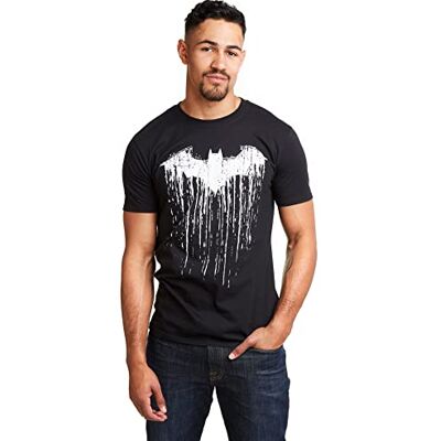 DC Comics Camiseta con Pintura de Batman para Hombre, Negra, Talla XXL del Reino Unido DC Comics Camiseta con Pintura de Batman para Hombre, Negra, Talla XXL del Reino Unido