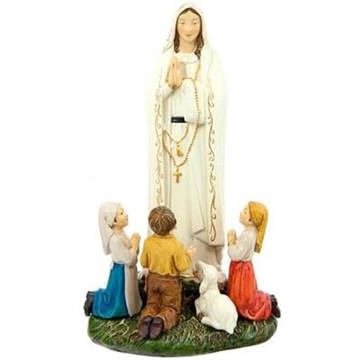 DRW Figura de la Virgen de Fátima de 20 cm con los niños con Caja de Regalo DRW Figura de la Virgen de Fátima de 20 cm con los niños con Caja de Regalo