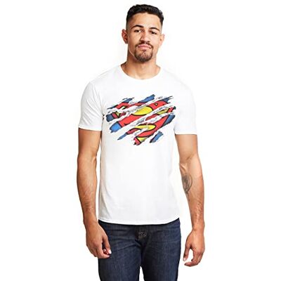 DC Comics Camiseta Manga Corta Superman Torn Logo Blanco / Multicolor M DC Comics Camiseta Manga Corta Superman Torn Logo Blanco / Multicolor M