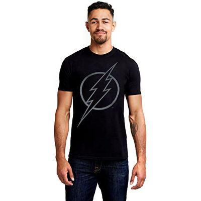 DC Comics Camiseta para Hombre con el Logotipo de Flash Line, Talla Mediana, Color Negro DC Comics Camiseta para Hombre con el Logotipo de Flash Line, Talla Mediana, Color Negro
