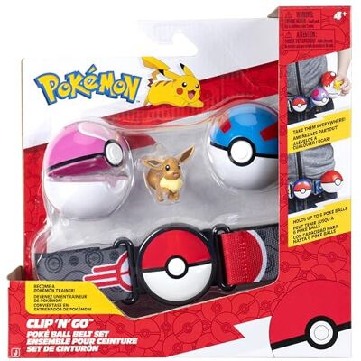 Pokémon Eevee Clip 'N' Go Belt Set Figura de Batalla de Eevee de 2 Pulgadas con Gran Bola, Bola de Amor y cinturón temático Pokémon Eevee Clip 'N' Go Belt Set Figura de Batalla de Eevee de 2 Pulgadas con Gran Bola, Bola de Amor y cinturón temático
