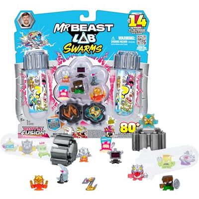MRBEAST LAB Swarms serie Fusión de Combate, megapack de laboratorio, 14 microbestias con una espada de enjambre buscadísima, +80 para coleccionar, pegatinas y cápsulas de fusión apilables para exhibir MRBEAST LAB Swarms serie Fusión de Combate, megapack de laboratorio, 14 microbestias con una espada de enjambre buscadísima, +80 para coleccionar, pegatinas y cápsulas de fusión apilables para exhibir