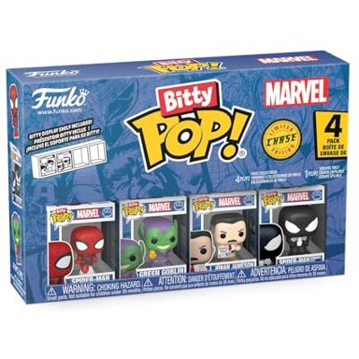 Funko Bitty Pop! 4 Pack: Marvel Spider-Man Spider-Man, Green Goblin, J. Jonah Jameson, Mystery Mini Figure 1 in 6 Chance of Receiving The Rare Chase Variant Styles May Vary 0,9 Pulgadas Funko Bitty Pop! 4 Pack: Marvel Spider-Man Spider-Man, Green Goblin, J. Jonah Jameson, Mystery Mini Figure 1 in 6 Chance of Receiving The Rare Chase Variant Styles May Vary 0,9 Pulgadas