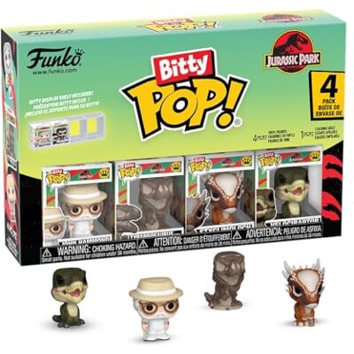 Funko Bitty Pop! 4 Pack: Jurassic Park John Hammond, Tyrannosaurus (Fossil), Stygimoloch, Velociraptor 1 in 6 Chance of Receiving The Rare Chase Variant Styles May Vary 0,9 Pulgadas (2,2 cm) Funko Bitty Pop! 4 Pack: Jurassic Park John Hammond, Tyrannosaurus (Fossil), Stygimoloch, Velociraptor 1 in 6 Chance of Receiving The Rare Chase Variant Styles May Vary 0,9 Pulgadas (2,2 cm)