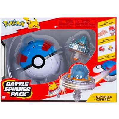 Pokémon Paquete Munchlax Battle Spinner de Spinner de Batalla con Lanzador Giratorio Super Ball 4+ Pokémon Paquete Munchlax Battle Spinner de Spinner de Batalla con Lanzador Giratorio Super Ball 4+
