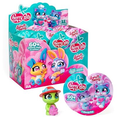 Cherry Pets Sweet Twins Series – One Pack. Caja con 24 Sobres con Figuras coleccionables. Cada sobre Incluye 1 Figura Coleccionable Cherry Pet Sorpresa y 1 Checklist Cherry Pets Sweet Twins Series – One Pack. Caja con 24 Sobres con Figuras coleccionables. Cada sobre Incluye 1 Figura Coleccionable Cherry Pet Sorpresa y 1 Checklist