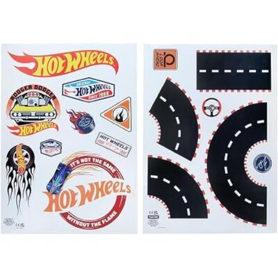 Paladone Pegatinas Personalizadas Hot Wheels para habitación Infantil Producto Oficial, decoración para Sala de Juegos, Incluye Carreteras, Autos, Banderas de Carreras, Letras y señales Paladone Pegatinas Personalizadas Hot Wheels para habitación Infantil Producto Oficial, decoración para Sala de Juegos, Incluye Carreteras, Autos, Banderas de Carreras, Letras y señales