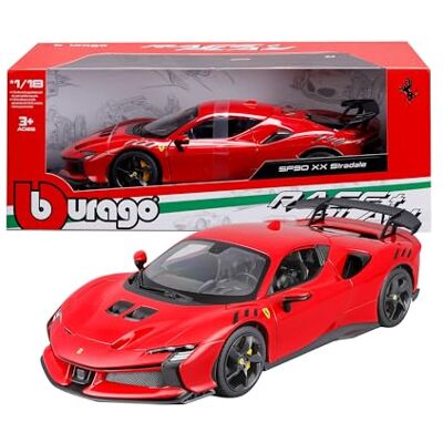 Bburago Ferrari SF90XX Stradale 2024, Modelo de Coche a Escala 1:18, superdeportivo Rojo Extremo con Puertas, capó y Maletero Que se abren, réplica Detallada, Licencia Ferrari, Edad 36+ Meses Bburago Ferrari SF90XX Stradale 2024, Modelo de Coche a Escala 1:18, superdeportivo Rojo Extremo con Puertas, capó y Maletero Que se abren, réplica Detallada, Licencia Ferrari, Edad 36+ Meses