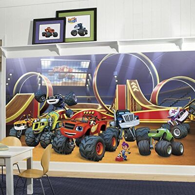 RoomMates Blaze & Friends Blaze & The Monster Machines Mural de pared removible activado por agua, 10 x 6 pies, multicolor RoomMates Blaze & Friends Blaze & The Monster Machines Mural de pared removible activado por agua, 10 x 6 pies, multicolor