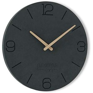 FLEXISTYLE Reloj de Pared Decorativo Eco 30 cm manecillas de Madera Movimiento silencioso diseño único FLEXISTYLE Reloj de Pared Decorativo Eco 30 cm manecillas de Madera Movimiento silencioso diseño único