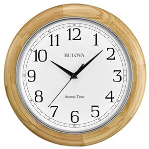 Bulova Reloj de Pared analógico atómico de Madera, Atomic Time 3, se Ajusta automáticamente, batería de Cuarzo Bulova Reloj de Pared analógico atómico de Madera, Atomic Time 3, se Ajusta automáticamente, batería de Cuarzo