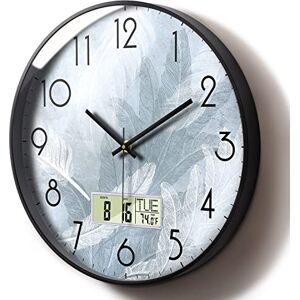 SCOAGE Reloj de pared analógico digital grande y moderno, pantalla grande, movimiento de cuarzo de plumas blancas, termómetro para interiores, fecha y día, sin tictac, funciona con pilas, temporizador de SCOAGE Reloj de pared analógico digital grande y moderno, pantalla grande, movimiento de cuarzo de plumas blancas, termómetro para interiores, fecha y día, sin tictac, funciona con pilas, temporizador de