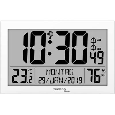 Reloj despertador digital Technoline WS 8016 - Reloj de pared con radio, blanco, con temperatura y humedad Reloj despertador digital Technoline WS 8016 - Reloj de pared con radio, blanco, con temperatura y humedad