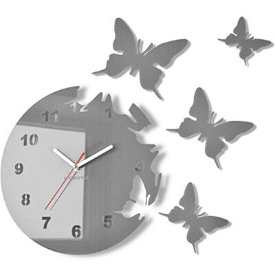FLEXISTYLE Reloj de Pared - 30cm Moderno 3D Gris - Reloj de Pared FLEXISTYLE Reloj de Pared - 30cm Moderno 3D Gris - Reloj de Pared