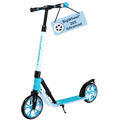 Hudora BigWheel 205 Advanced Scooter Azure Patinete de Aluminio cómodo para hasta 100 kg Patinete Plegable y Ajustable en Altura Scooter para niños/Adolescentes y Adultos Hudora BigWheel 205 Advanced Scooter Azure Patinete de Aluminio cómodo para hasta 100 kg Patinete Plegable y Ajustable en Altura Scooter para niños/Adolescentes y Adultos