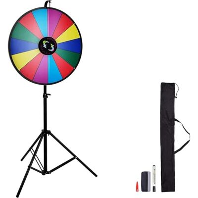 VEVOR Rueda de Premio Mesa de Color 61 cm con Trípode Plegable, Soporte 14 Ruedas, Rueda de Color con Pies de Goma Antideslizantes, Altura Ajustable 117-155cm, Peso 4.3 kg de Alta Resistencia VEVOR Rueda de Premio Mesa de Color 61 cm con Trípode Plegable, Soporte 14 Ruedas, Rueda de Color con Pies de Goma Antideslizantes, Altura Ajustable 117-155cm, Peso 4.3 kg de Alta Resistencia
